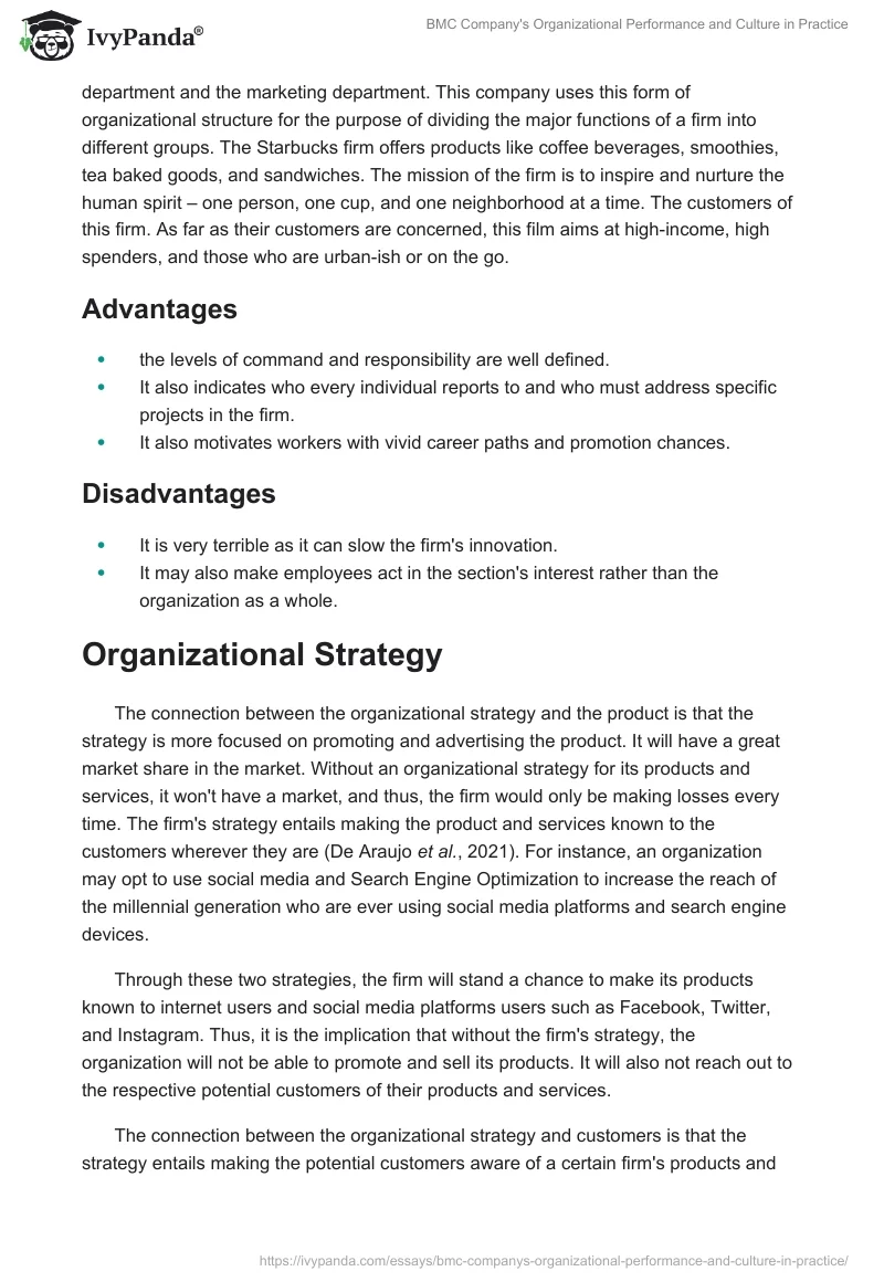BMC Company's Organizational Performance and Culture in Practice. Page 3