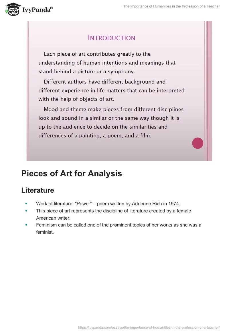The Importance of Humanities in the Profession of a Teacher. Page 2