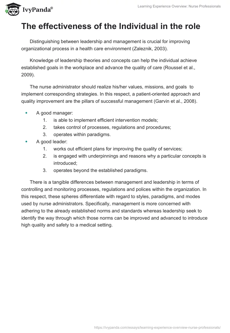Learning Experience Overview: Nurse Professionals. Page 3