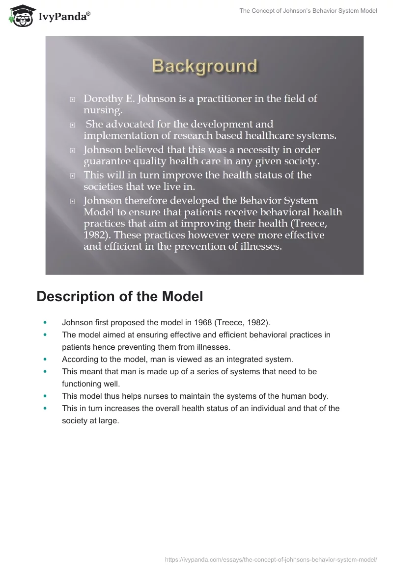 The Concept of Johnson’s Behavior System Model. Page 2