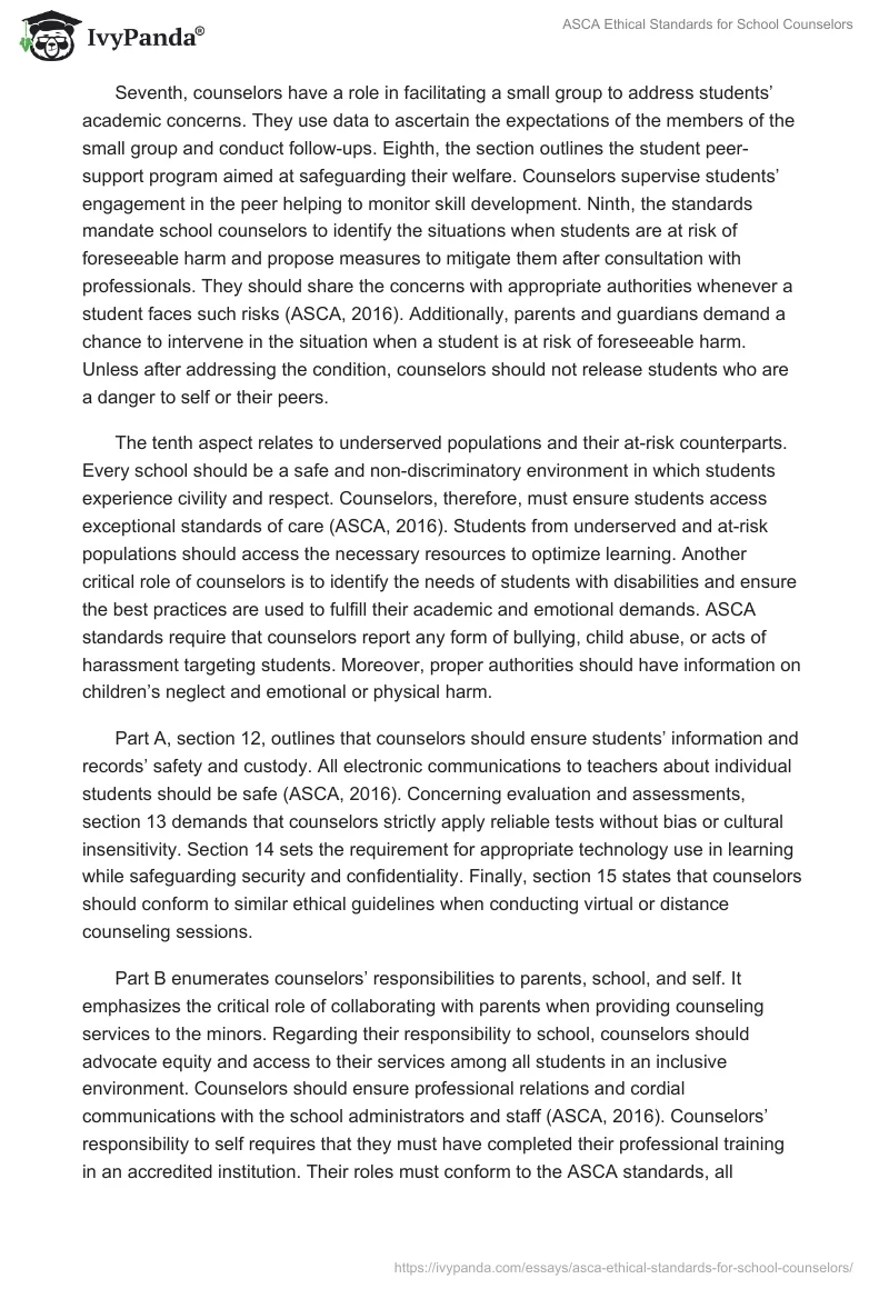 ASCA Ethical Standards for School Counselors. Page 2
