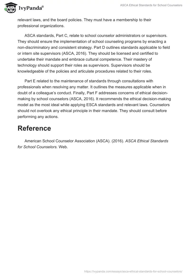 ASCA Ethical Standards for School Counselors. Page 3
