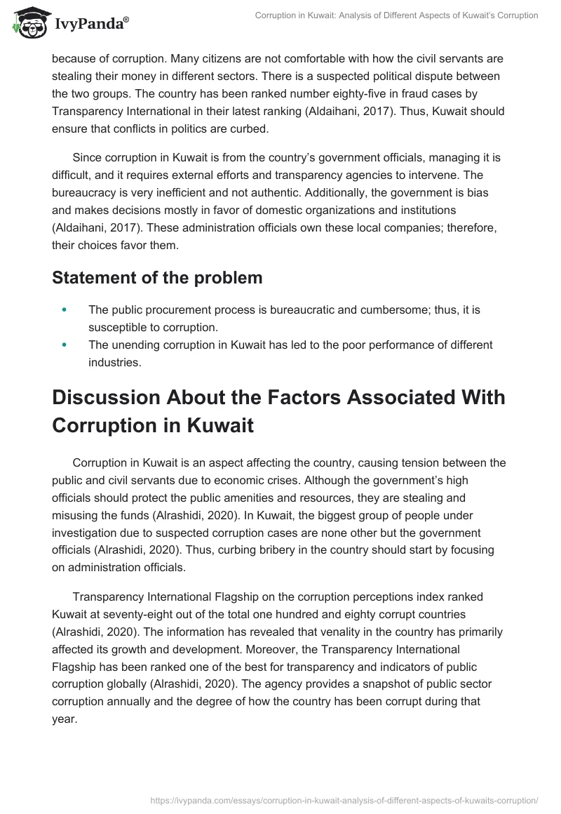 Corruption in Kuwait: Analysis of Different Aspects of Kuwait’s Corruption. Page 2