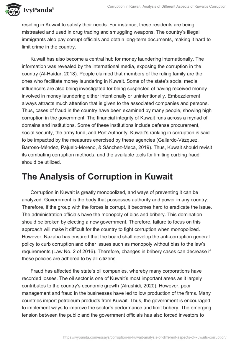 Corruption in Kuwait: Analysis of Different Aspects of Kuwait’s Corruption. Page 4