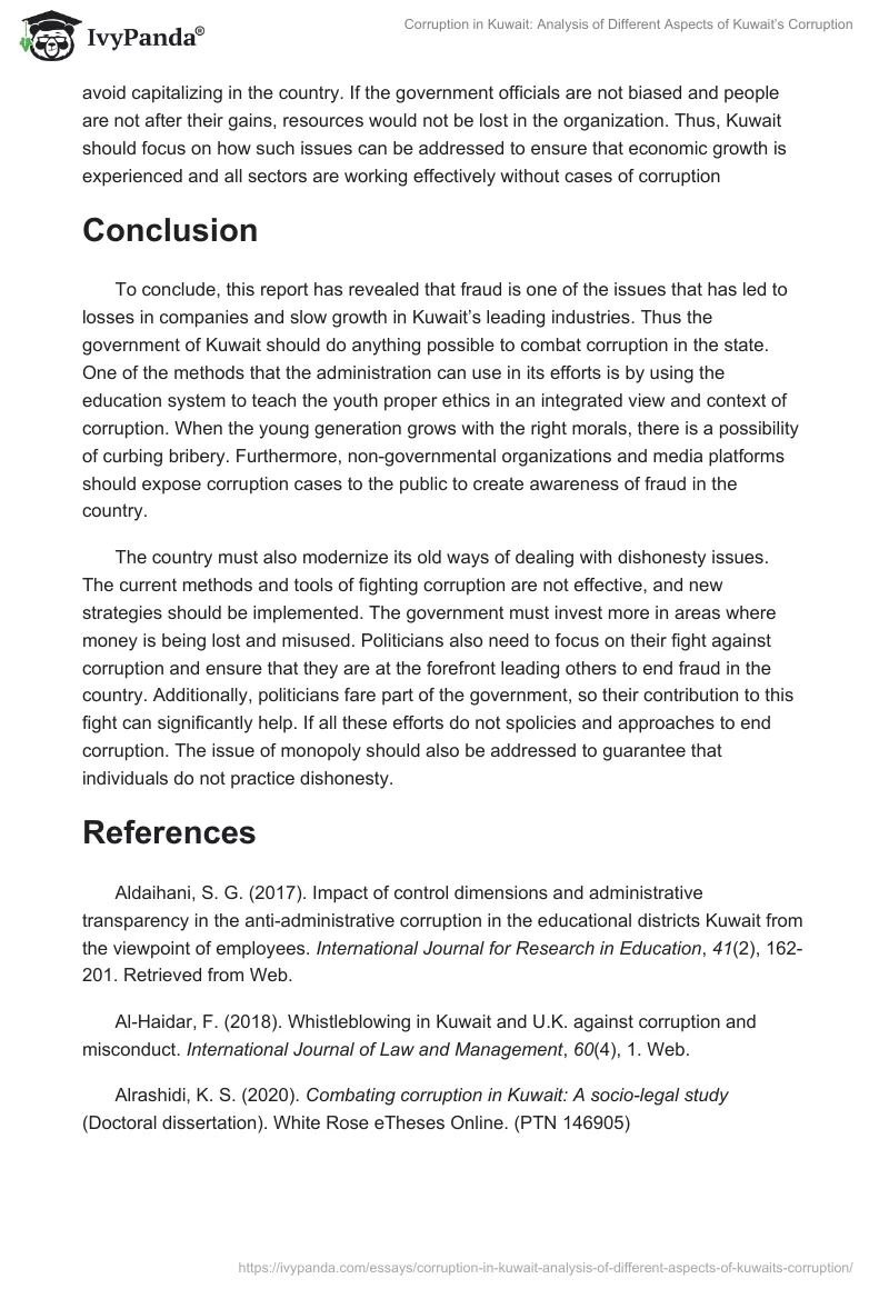 Corruption in Kuwait: Analysis of Different Aspects of Kuwait’s Corruption. Page 5