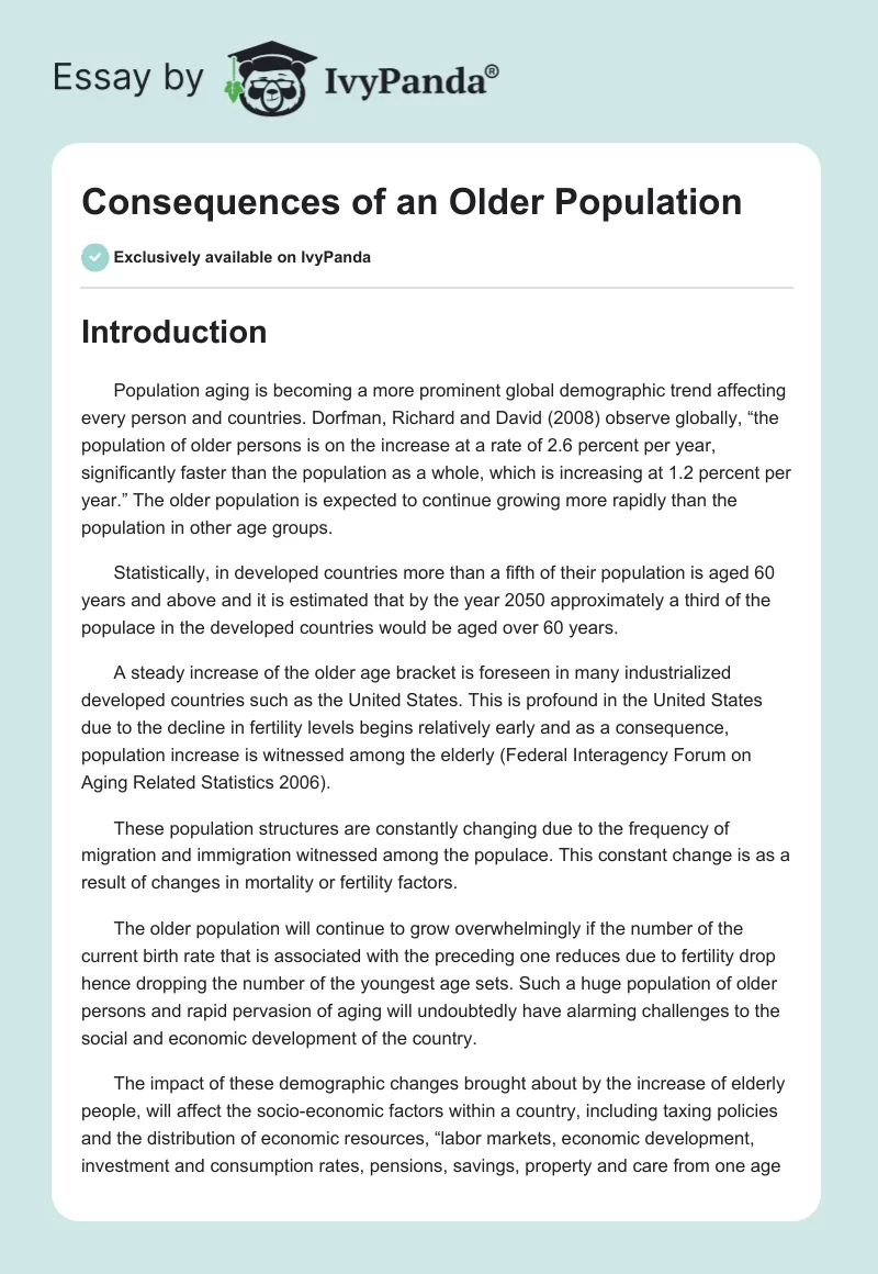 Consequences of an Older Population. Page 1