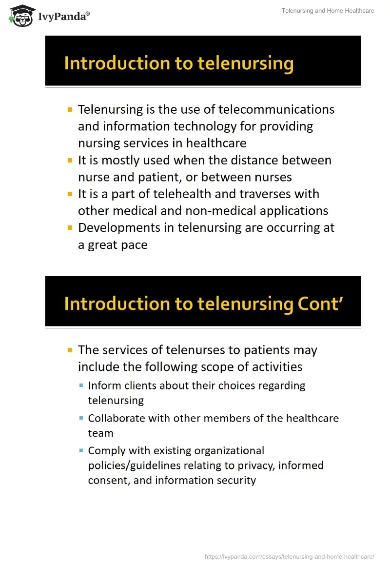 Telenursing and Home Healthcare. Page 2