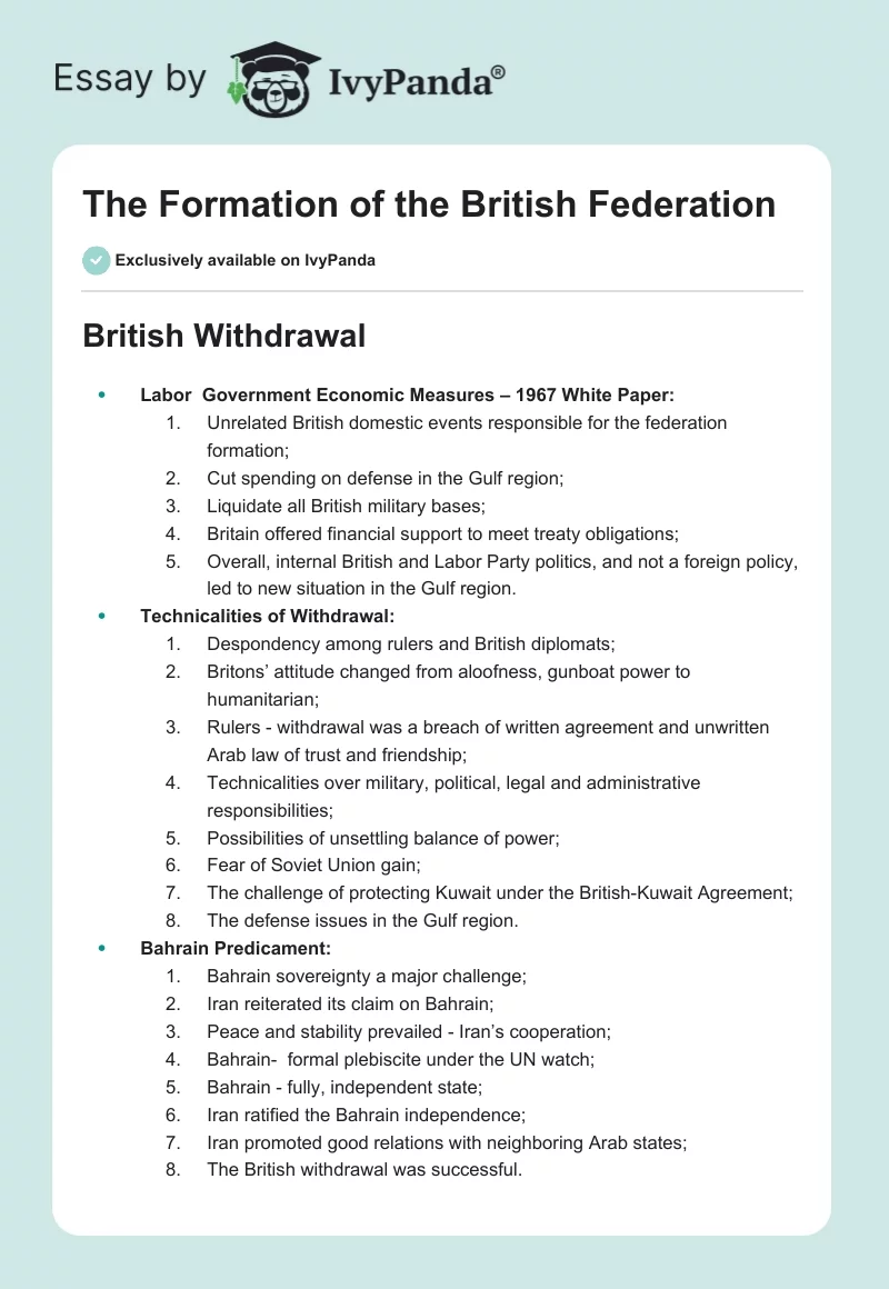 The Formation of the British Federation. Page 1