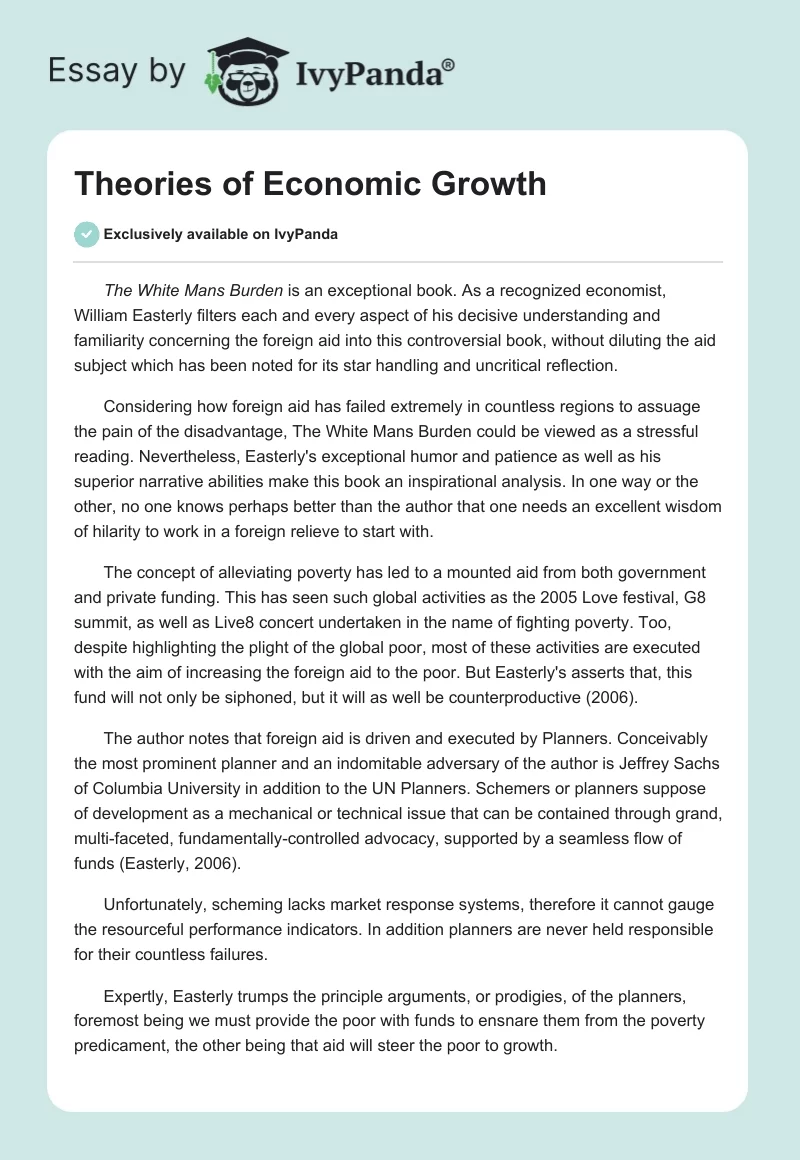 Theories of Economic Growth. Page 1