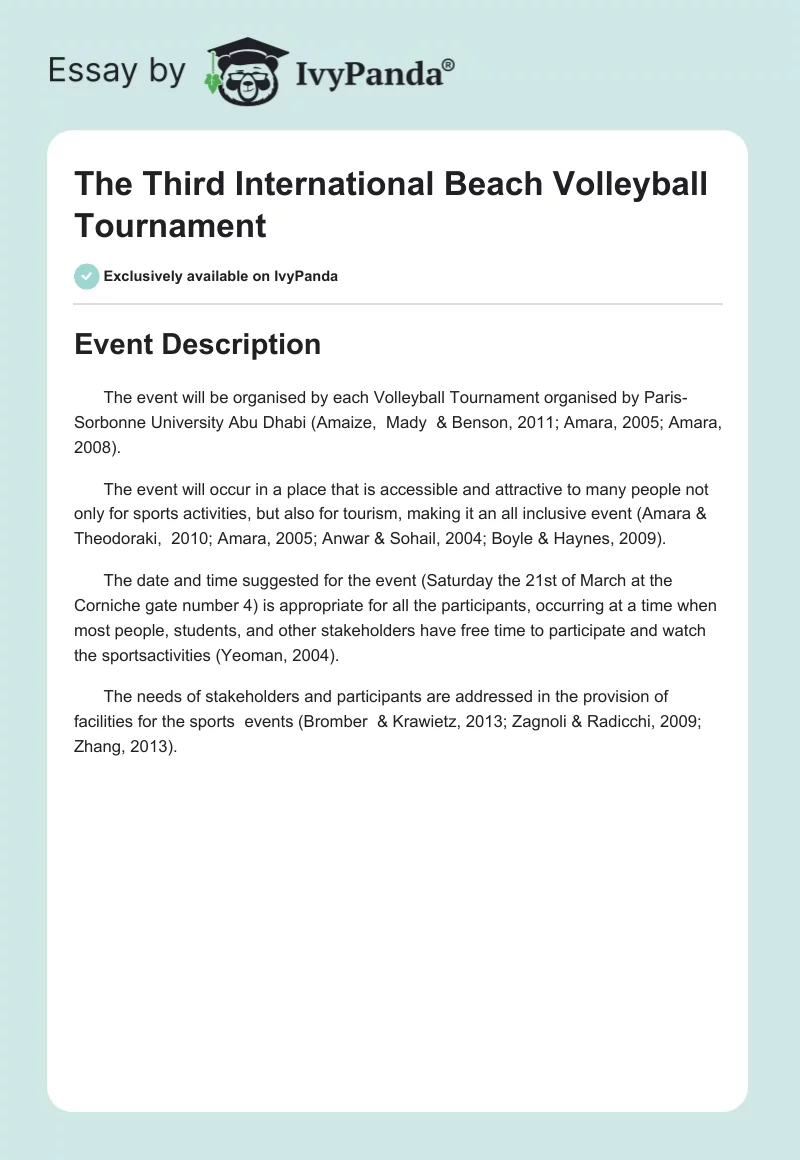 The Third International Beach Volleyball Tournament. Page 1