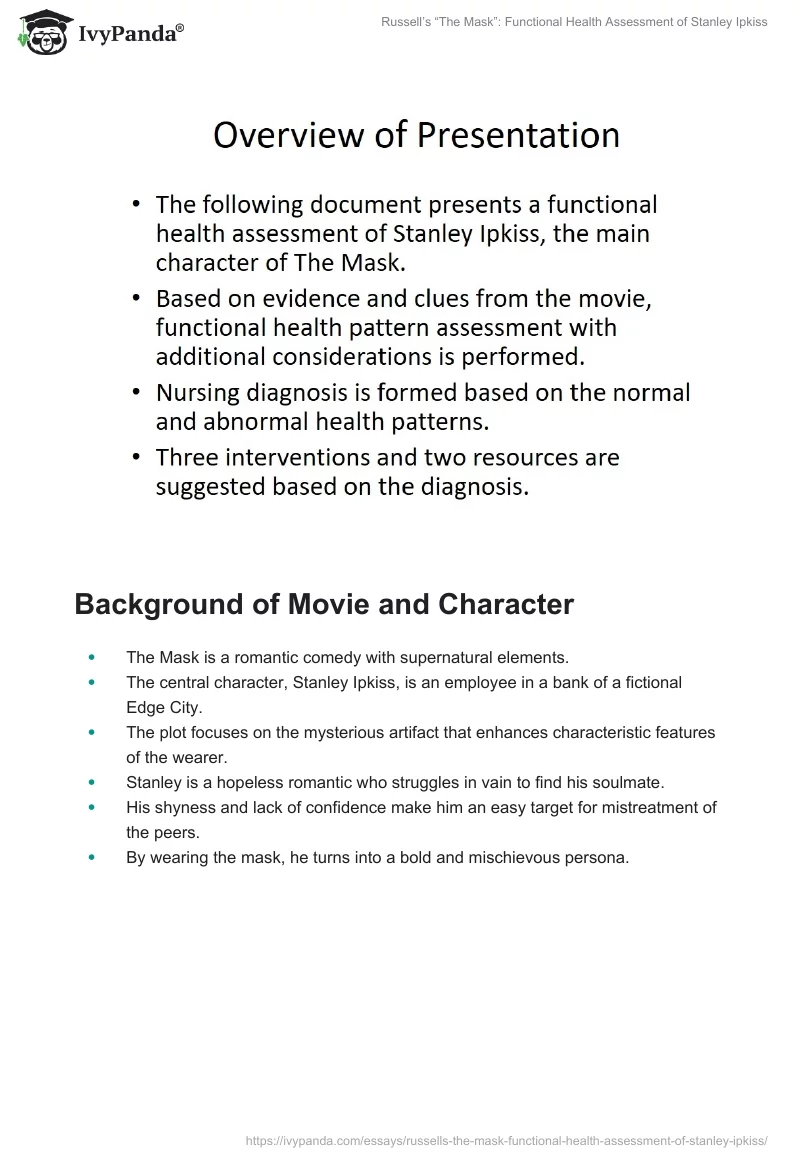 Russell’s “The Mask”: Functional Health Assessment of Stanley Ipkiss. Page 2