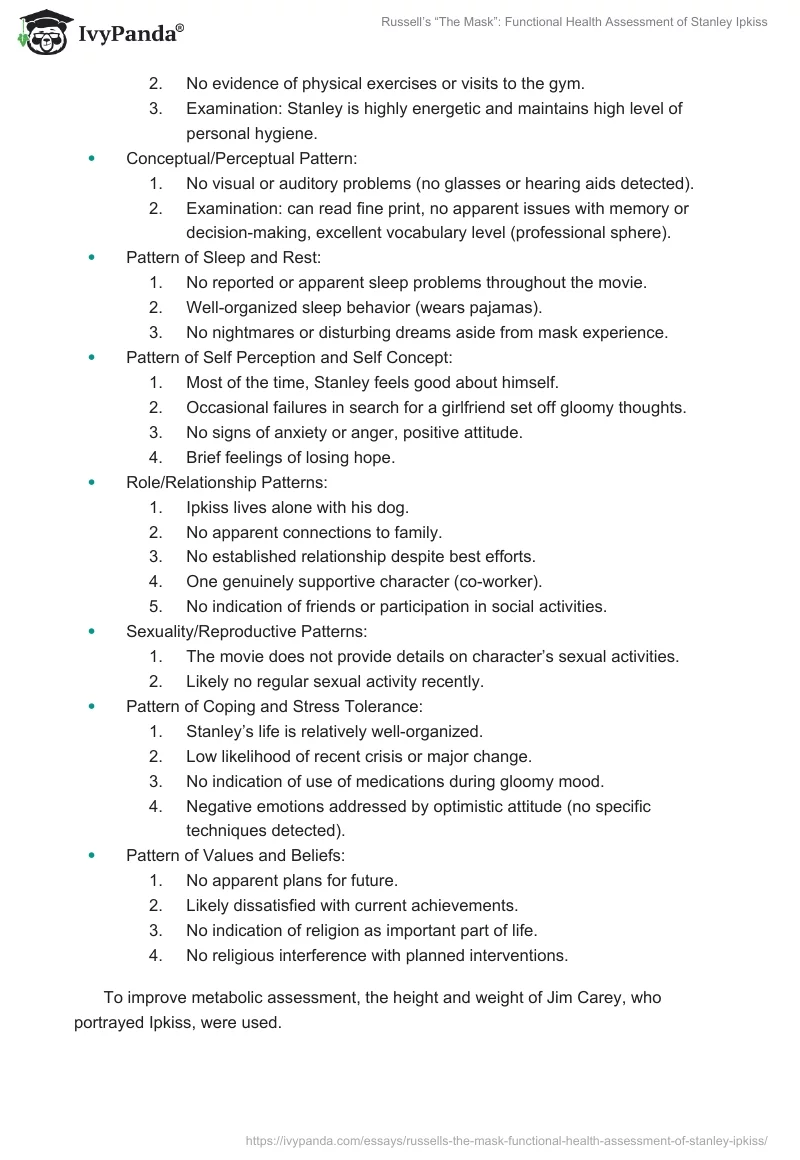 Russell’s “The Mask”: Functional Health Assessment of Stanley Ipkiss. Page 4