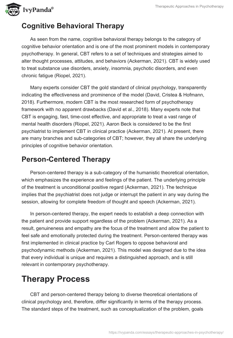 Therapeutic Approaches in Psychotherapy. Page 2