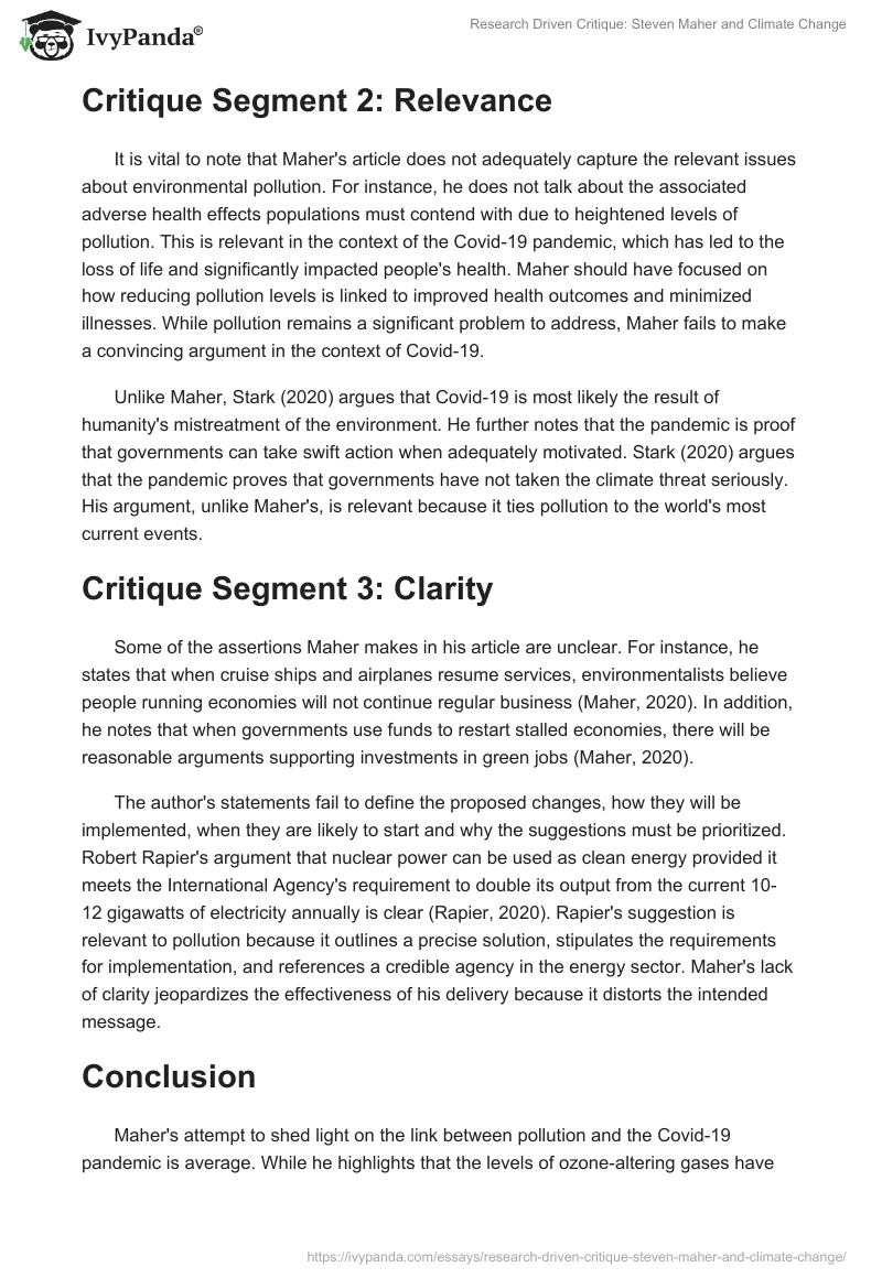 Research Driven Critique: Steven Maher and Climate Change. Page 3