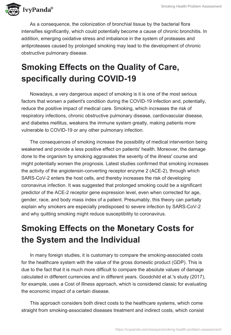 Smoking Health Problem Assessment. Page 2