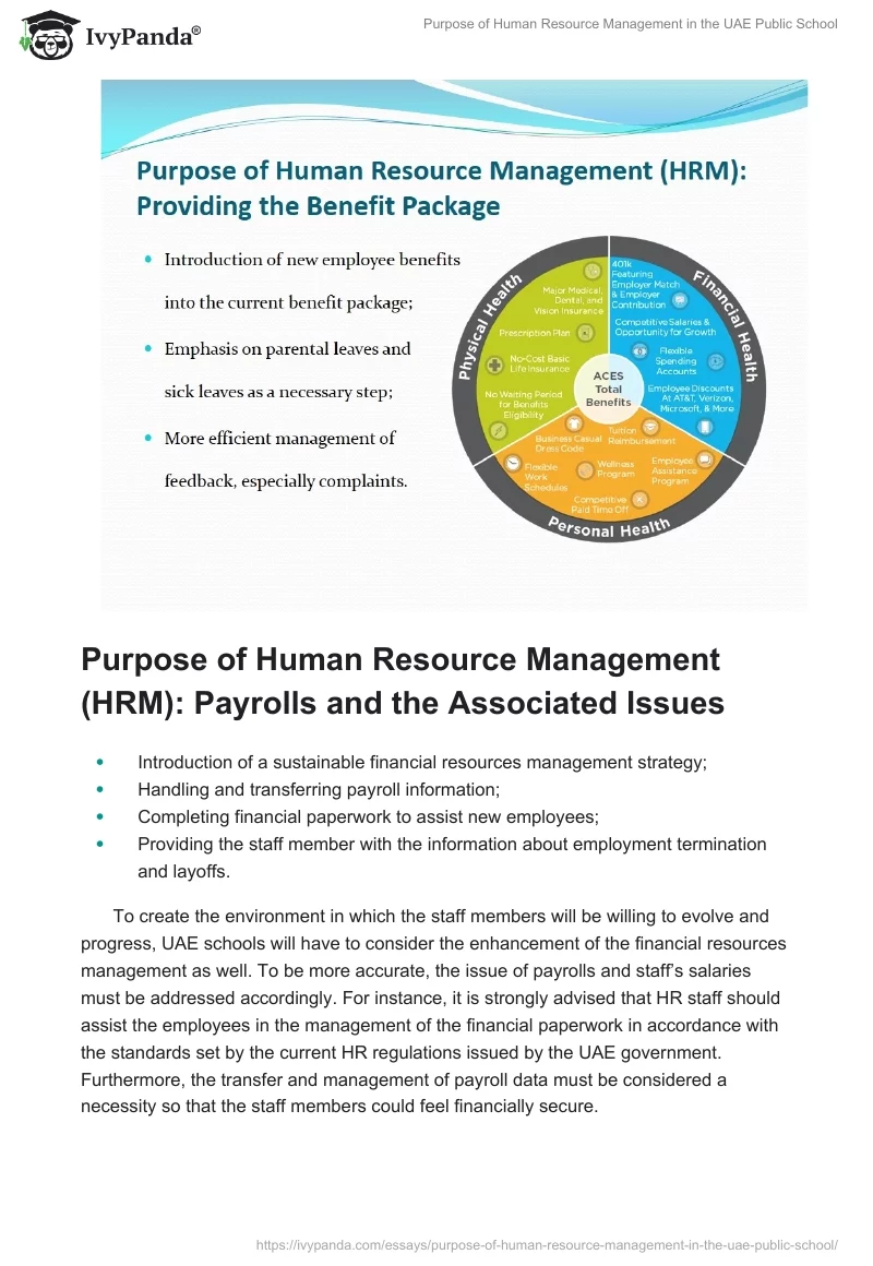 Purpose of Human Resource Management in the UAE Public School. Page 5