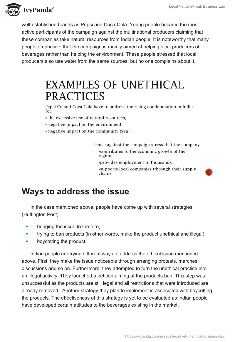 Legal Yet Unethical: Business Law. Page 4