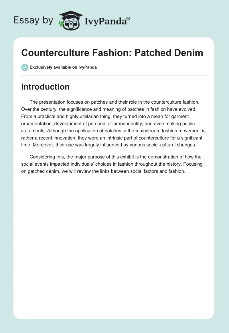 Counterculture Fashion: Patched Denim. Page 1