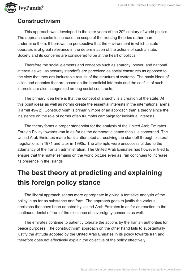 United Arab Emirates Foreign Policy toward Iran. Page 5