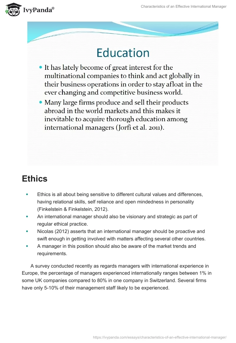 Characteristics of an Effective International Manager. Page 2