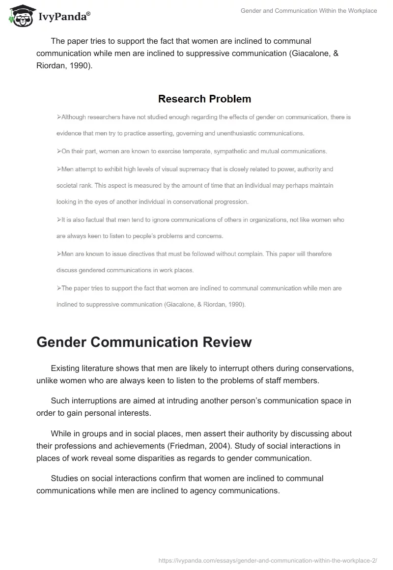 Gender and Communication Within the Workplace. Page 4