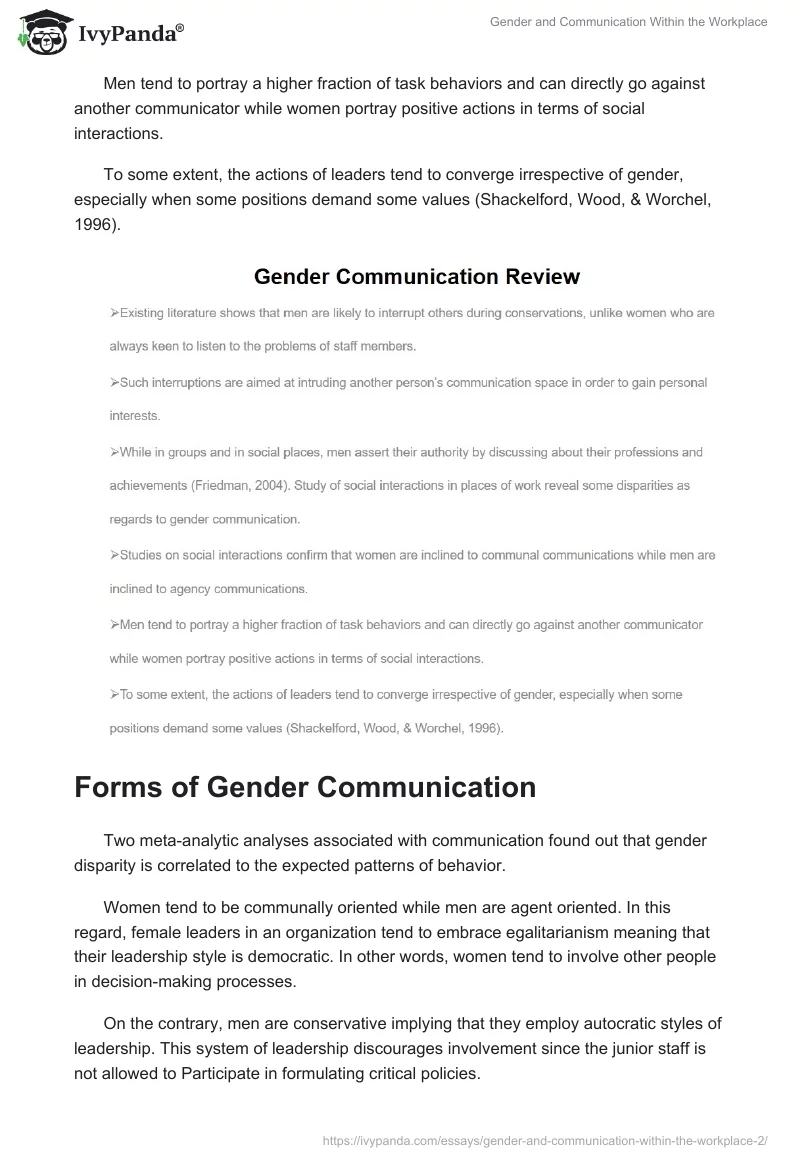 Gender and Communication Within the Workplace. Page 5