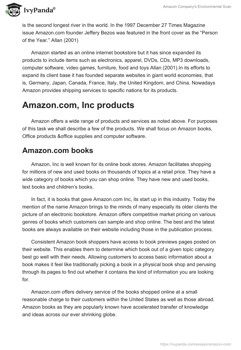 Amazon Company's Environmental Scan. Page 2