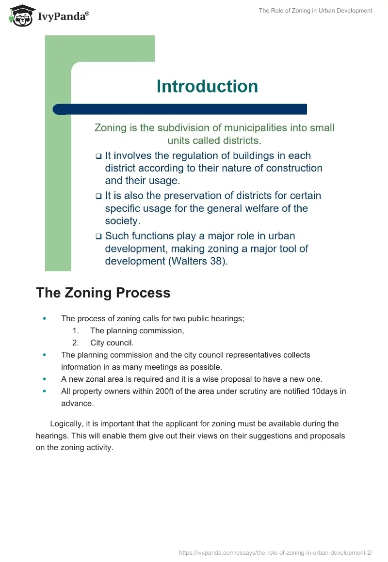 The Role of Zoning in Urban Development. Page 2