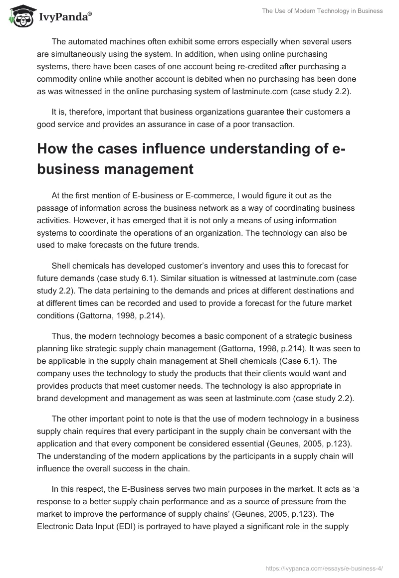 The Use of Modern Technology in Business. Page 4