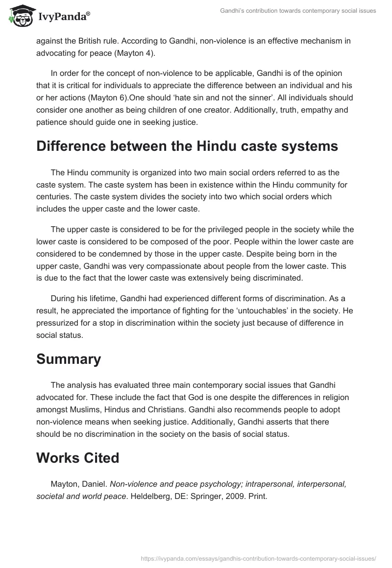 Gandhi’s contribution towards contemporary social issues. Page 2