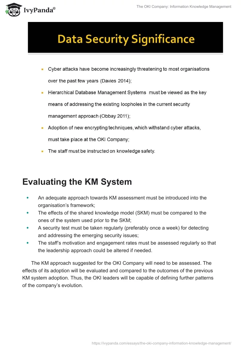 The OKI Company: Information Knowledge Management. Page 4