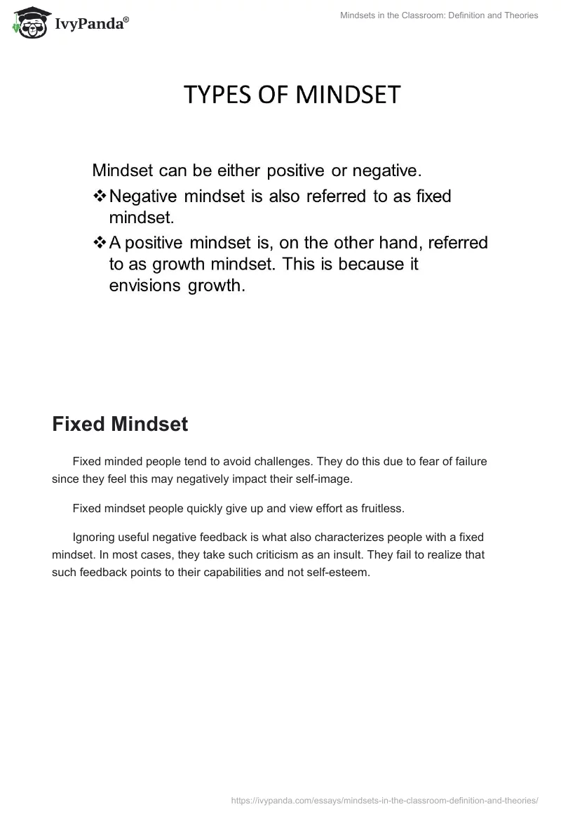 Mindsets in the Classroom: Definition and Theories. Page 4