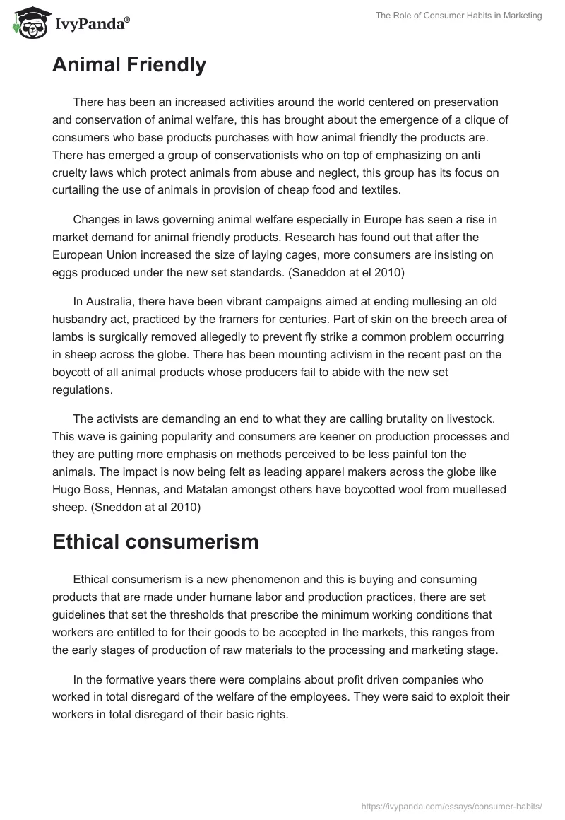 The Role of Consumer Habits in Marketing. Page 2