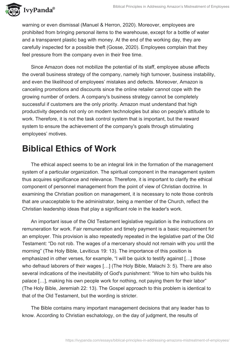 Biblical Principles in Addressing Amazon’s Mistreatment of Employees. Page 2
