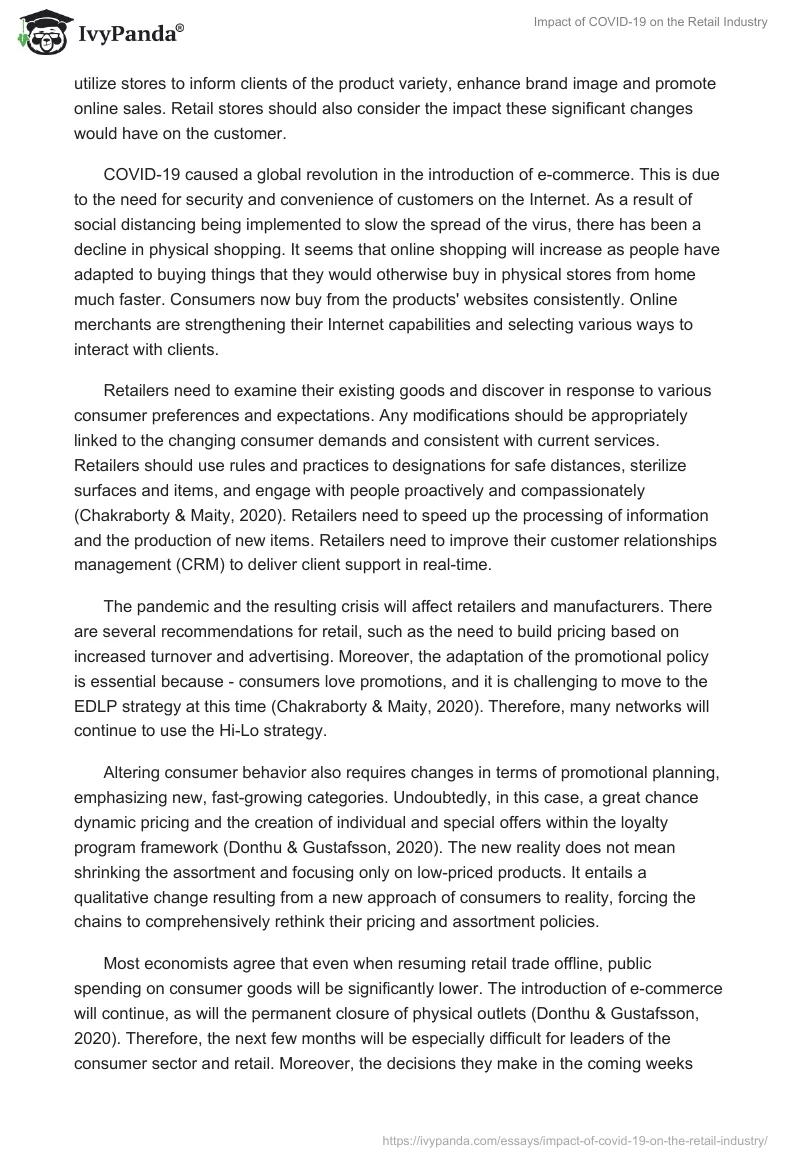Impact of COVID-19 on the Retail Industry. Page 2