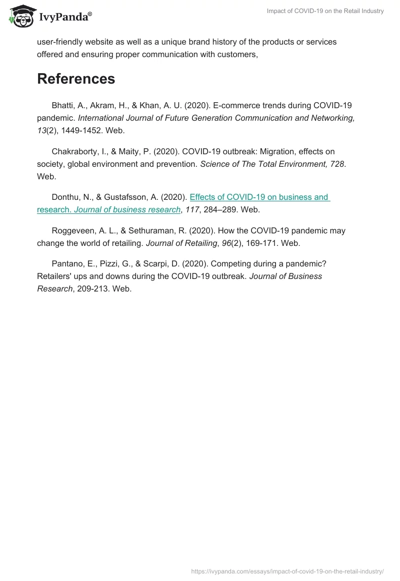 Impact of COVID-19 on the Retail Industry. Page 4