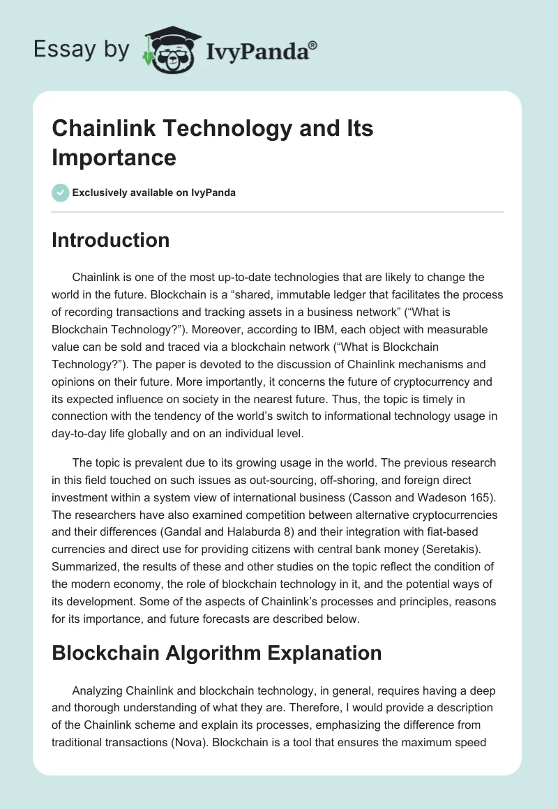 Chainlink Technology and Its Importance. Page 1