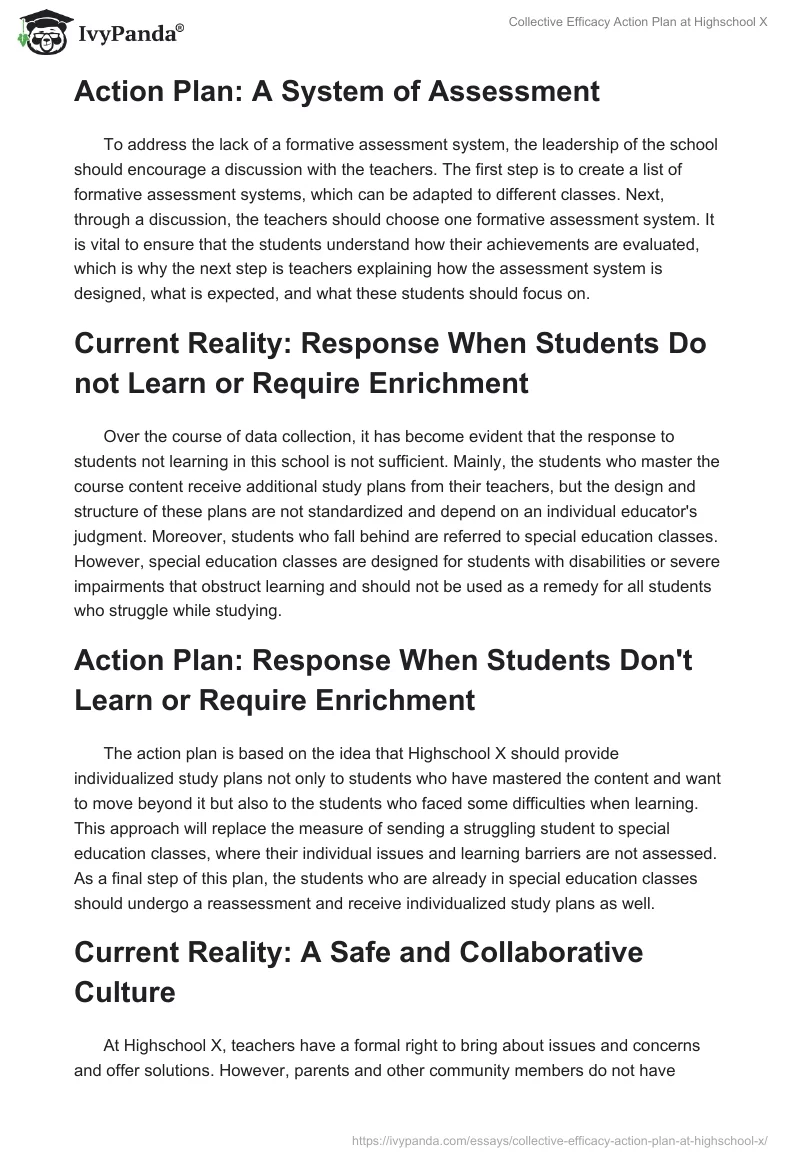 Collective Efficacy Action Plan at Highschool X. Page 2