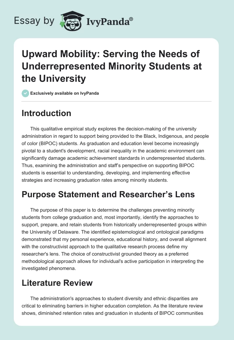 Upward Mobility: Serving the Needs of Underrepresented Minority Students at the University. Page 1
