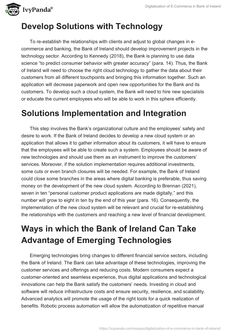 Digitalization of E-Commerce in Bank of Ireland. Page 3