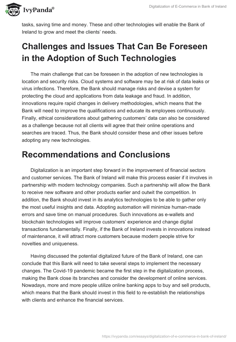 Digitalization of E-Commerce in Bank of Ireland. Page 4
