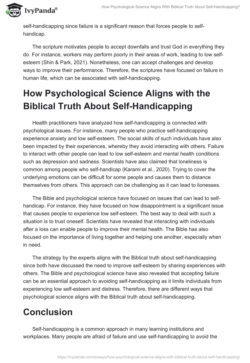 How Psychological Science Aligns With Biblical Truth About Self-Handicapping?. Page 3