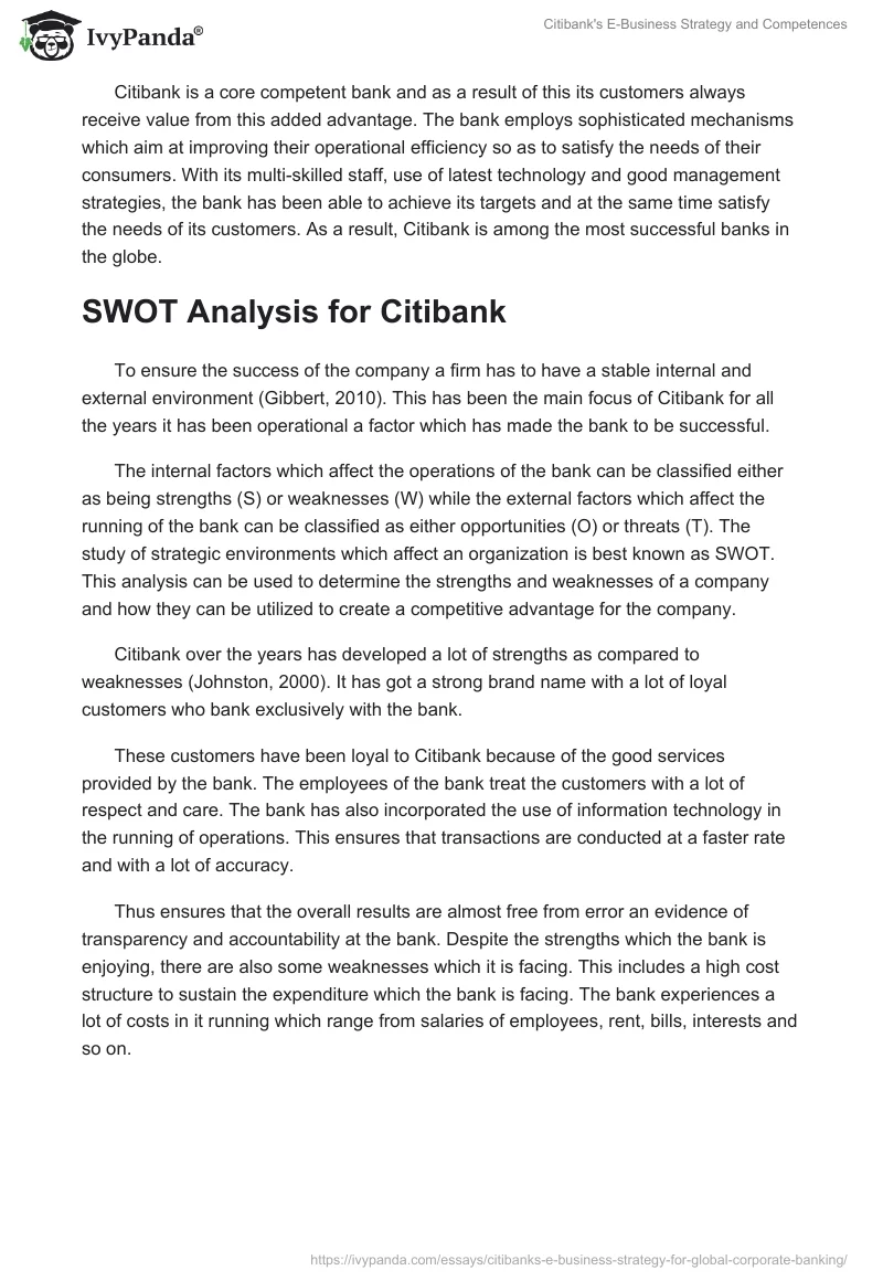 Citibank's E-Business Strategy and Competences. Page 2