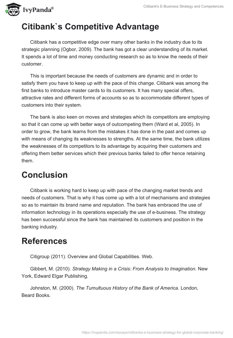 Citibank's E-Business Strategy and Competences. Page 3