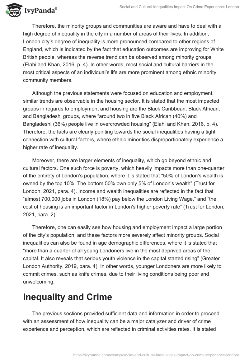 Social and Cultural Inequalities Impact On Crime Experience: London. Page 3