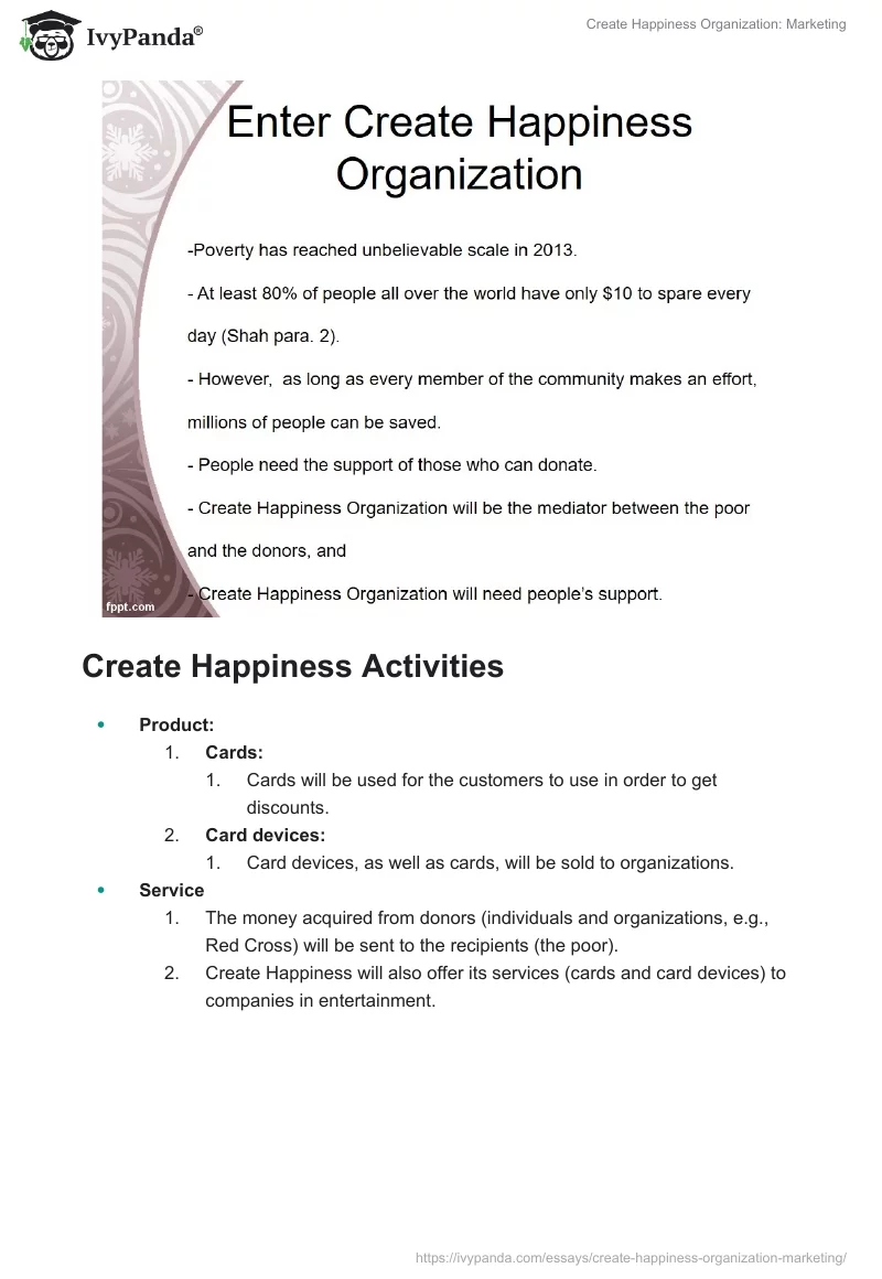 Create Happiness Organization: Marketing. Page 2