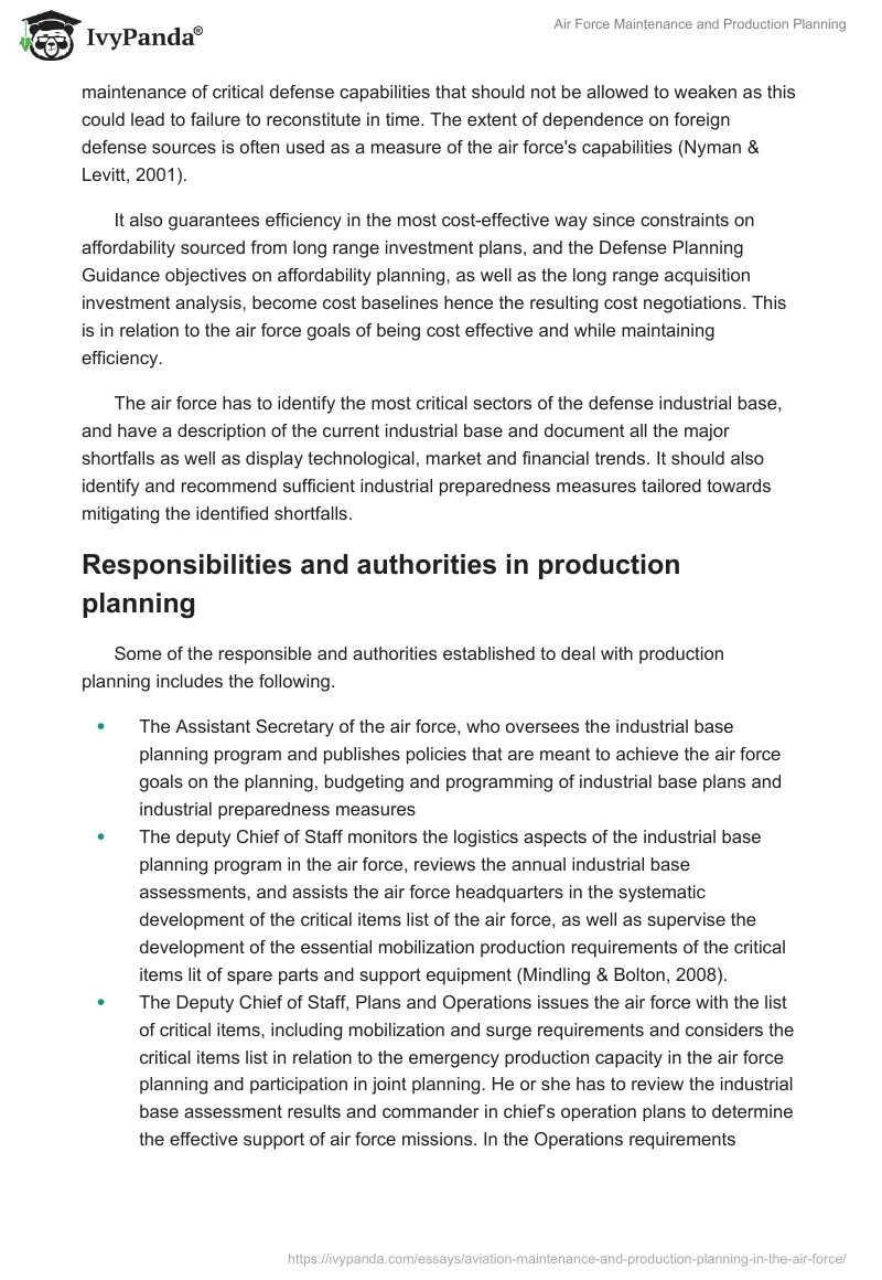Air Force Maintenance and Production Planning. Page 4