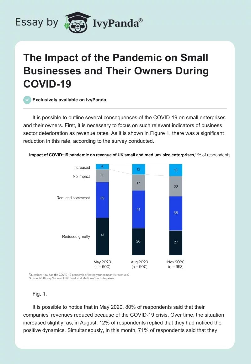 The Impact of the Pandemic on Small Businesses and Their Owners During COVID-19. Page 1