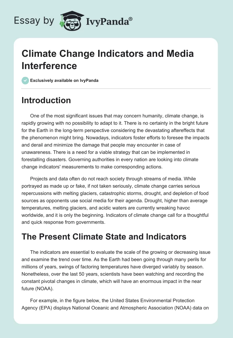 Climate Change Indicators and Media Interference. Page 1