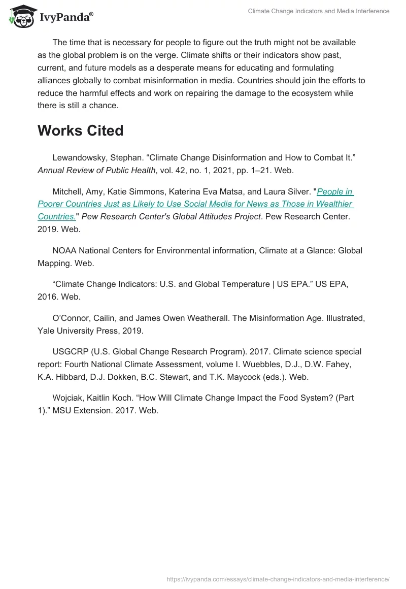 Climate Change Indicators and Media Interference. Page 5